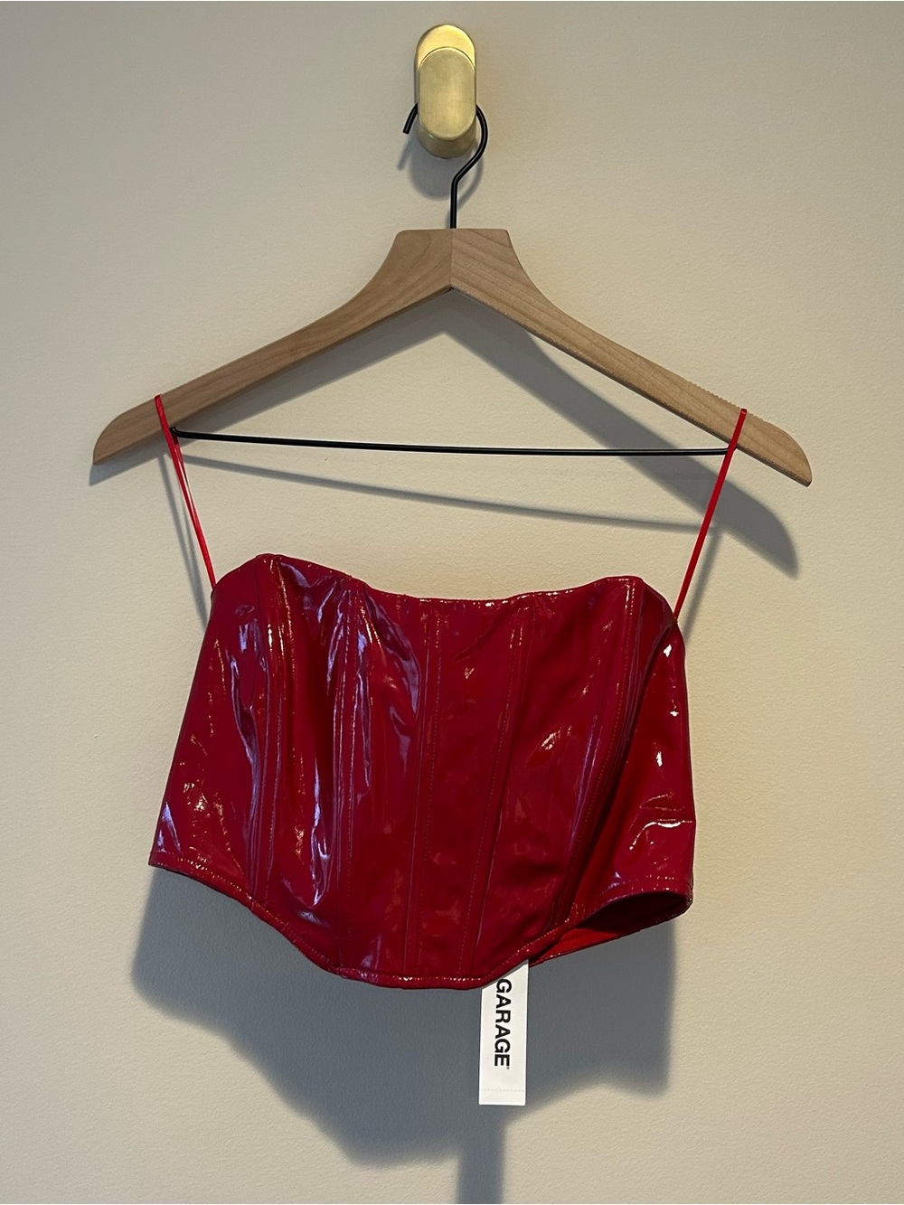 NWT Garage Crimson Red Vinyl Corset Crop Top